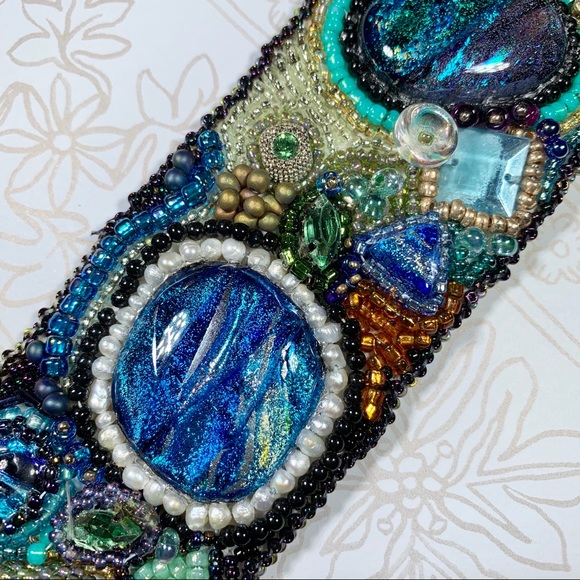 “Sedona” Cuff Bracelet Artisan Crafted Beaded - Picture 5 of 12